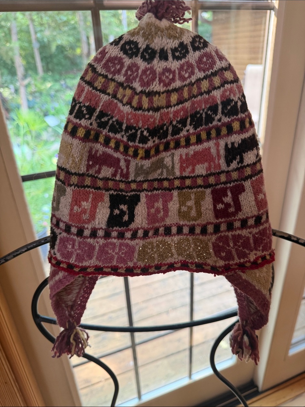 Handmade Peruvian Multicolor Baby Alpaca chullo Earflap Hat with Pom Pom